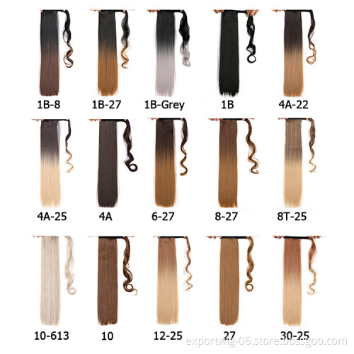 Straight Ponytails Hair Extensions Ombre Color Long Ponytail  Braiding Hair Pony Style Braid Hair Synthetic Fiber Yaki For Women